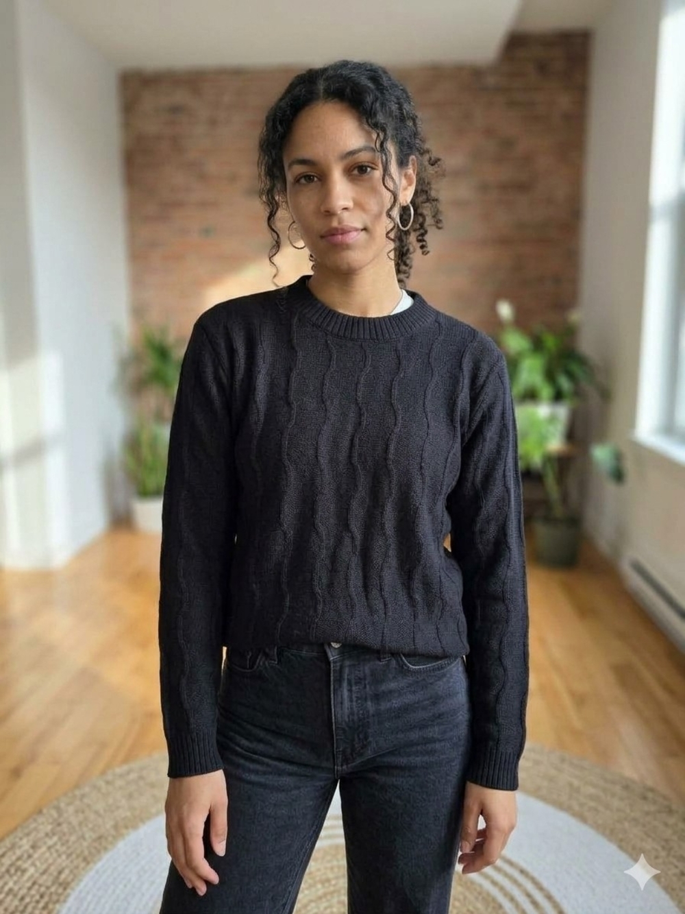 Vintage Excelsior Black Knit Crewneck Sweater Grandpacore Minimalist Grunge L